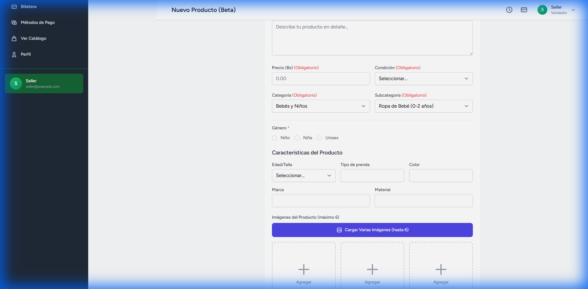 Formulario de Precio