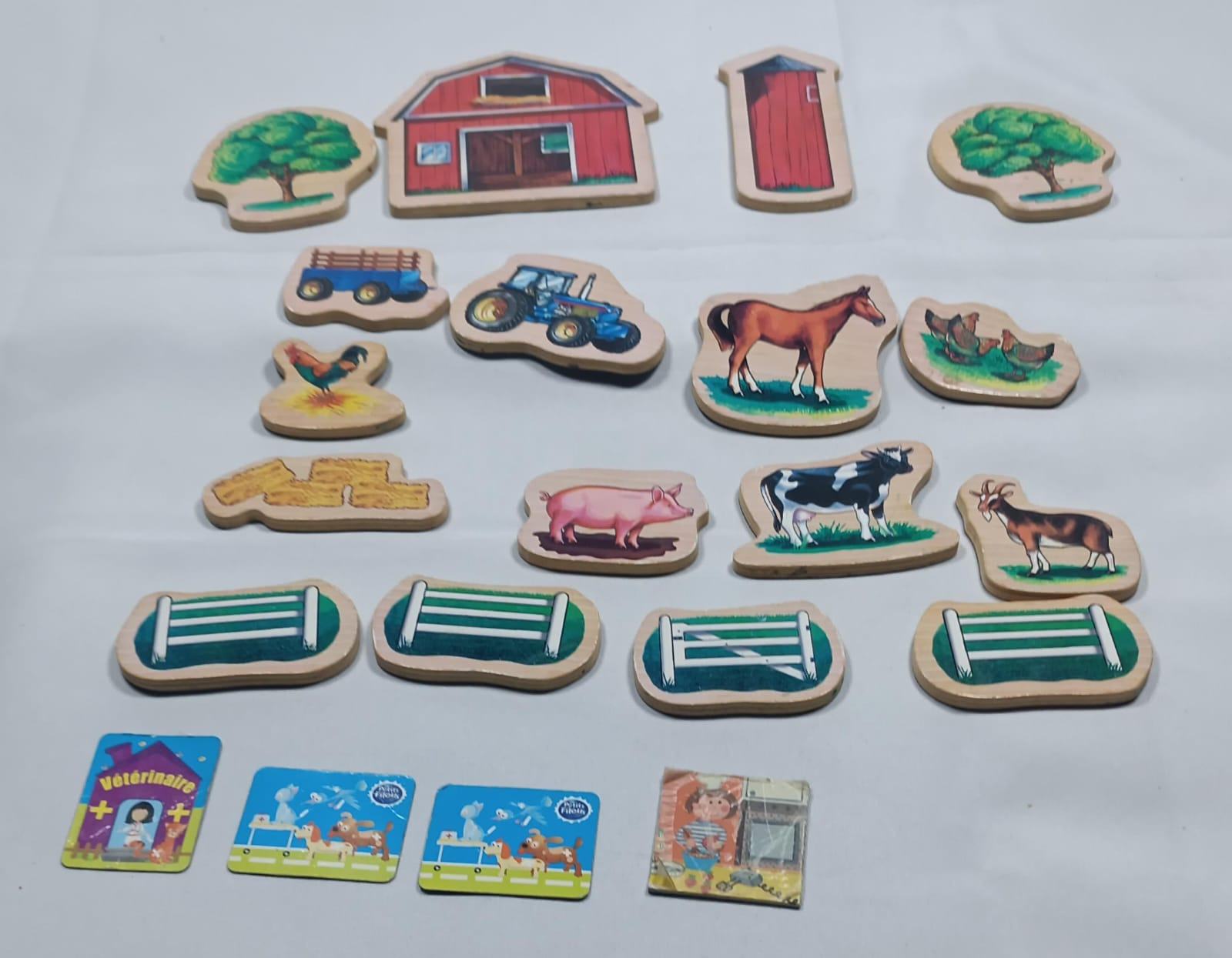 Caja de Figuras Magnéticas "Mi Granja". y 4 Imanes Decorativos  3 Veterinaria + 1 Cocina.